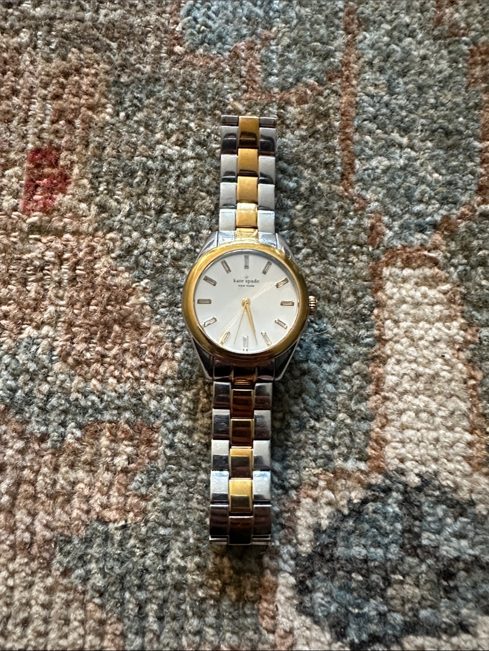 kate spade Two-Tone Gold & Silver Link Bracelet Watch with White Dial